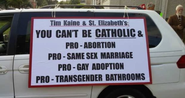 Faithful Catholics take the fight directly to the home parish of Tim Kaine. (Twitter)