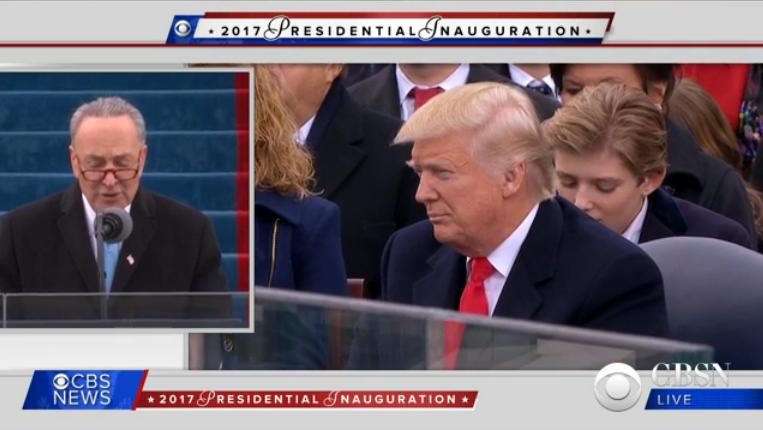 Schumer takes final cheap shot at President-elect Trump. (CBS screen grab)