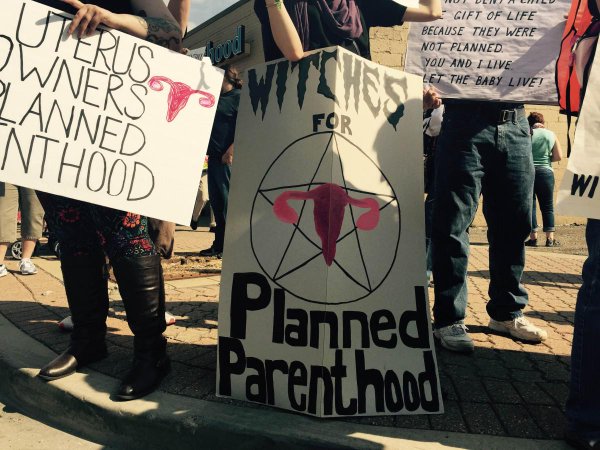 Satanists march for abortion. (Twitter)